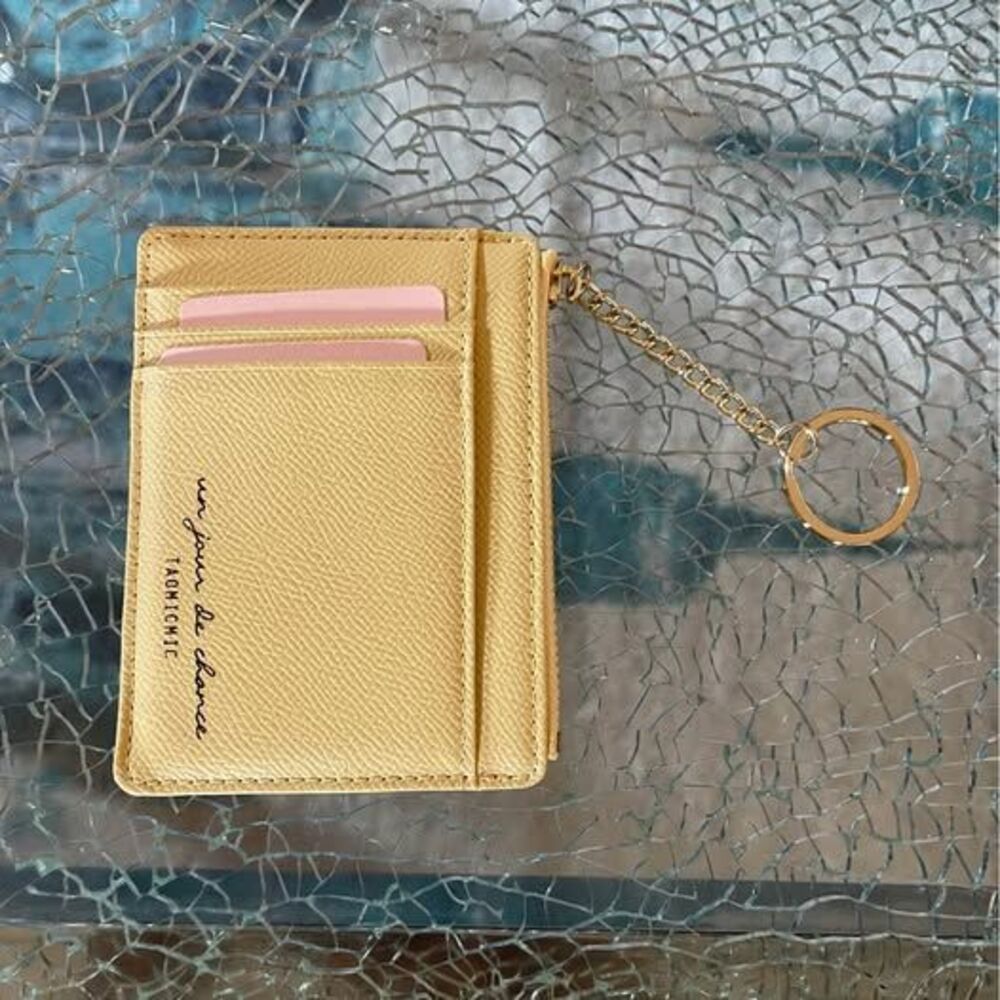 Yellow Card Holder Wallet with Keychain